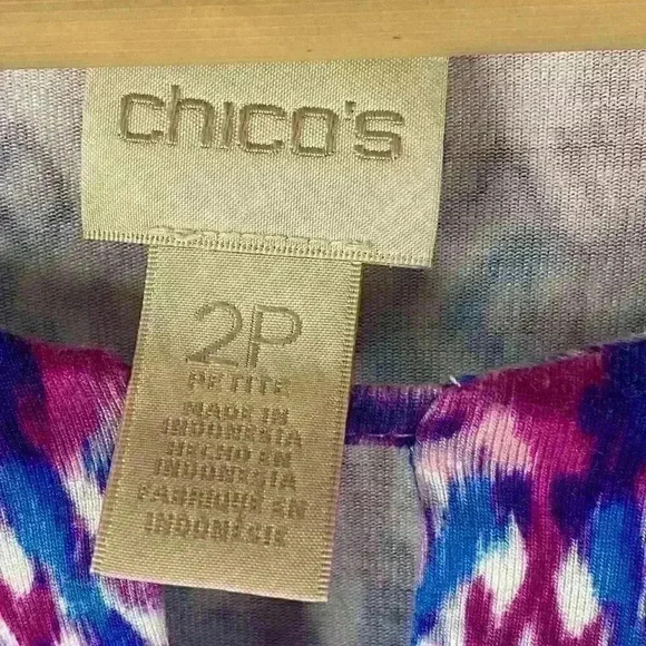 Chico’s‎ Pastel Ikat Print Keyhole Jersey Knit Shift Dress Size 2P/PL - Picture 6 of 12